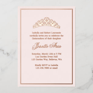 Invitation En Aluminium Fête de Quinceañera Rose Pâle Luxe Classique Forme