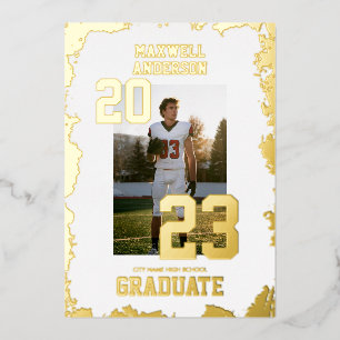 Invitation En Aluminium Fête de remise des diplômes de sport Or et Blanc d