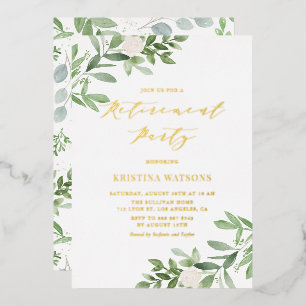 Invitation En Aluminium Fête de retraite aux fleurs blanches aquarelle