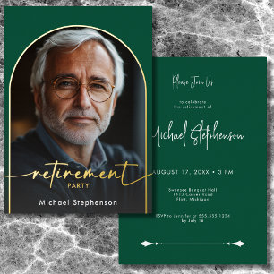 Invitation En Aluminium Fête de retraite minimaliste moderne verte