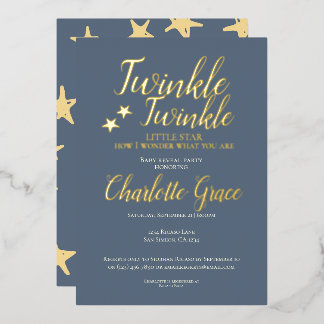 Invitation En Aluminium Fête de révélation de bébé Twinkle Twinkle Little