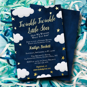 Invitation En Aluminium Fête de Révélation du Sexe Twinkle Little Star Rée