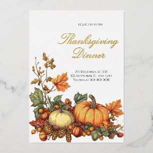 Invitation En Aluminium Fête de Thanksgiving à la campagne avec citrouille