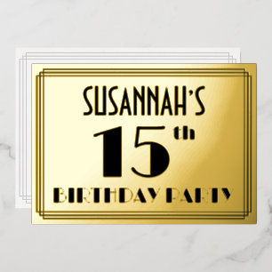 Invitation En Aluminium Fête des 15 ans — Style Art Déco “15” + Nom