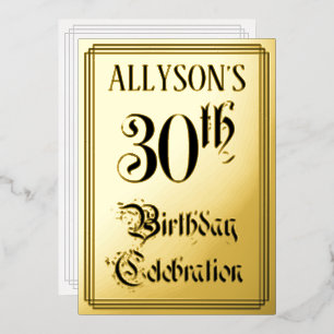 Invitation En Aluminium Fête des 30 ans — Écriture élégante + Nom personna