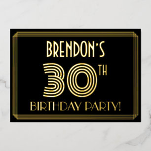 Invitation En Aluminium Fête des 30 ans — Style Art Déco “30” + Nom
