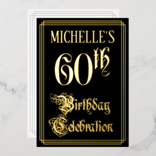 Invitation En Aluminium Fête des 60 ans — Écriture élégante et nom personn
