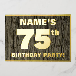 Invitation En Aluminium Fête des 75 ans : motif audacieux à faux grain de