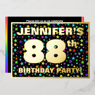 Invitation En Aluminium Fête des 88 ans — motif d'étoiles amusantes et col