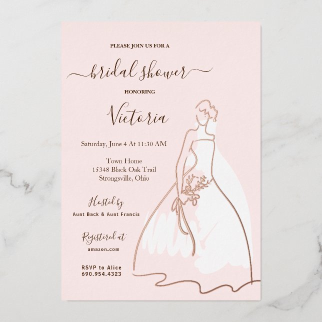 Invitation En Aluminium Fête des mariées (Recto)
