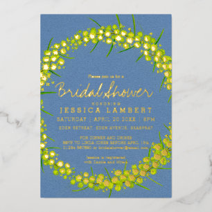 Invitation En Aluminium Fête des mariées Acacia fleurs d'art jaune
