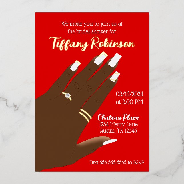 Invitation En Aluminium Fête des mariées African American Real (Recto)