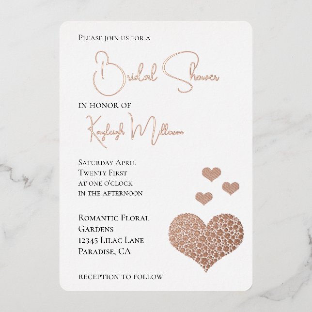 Invitation En Aluminium Fête des mariées cardiaque des diamants de Glam (Recto)