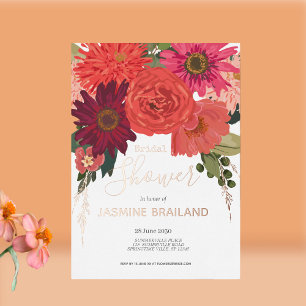 Invitation En Aluminium Fête des mariées de bouquet floral d'automne moder