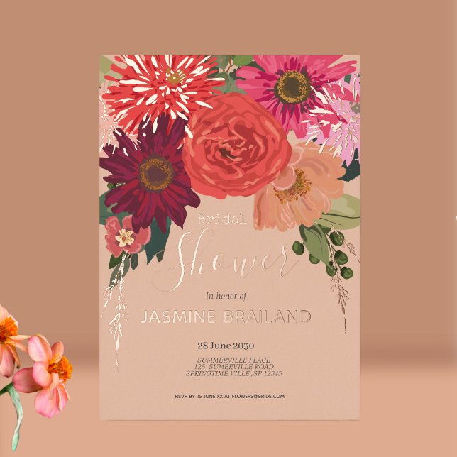 Invitation En Aluminium Fête des mariées de bouquet floral d'automne moder (Créateur téléchargé)