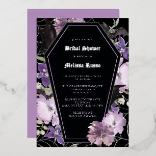 Invitation En Aluminium Fête des mariées de café floral gothique noir viol