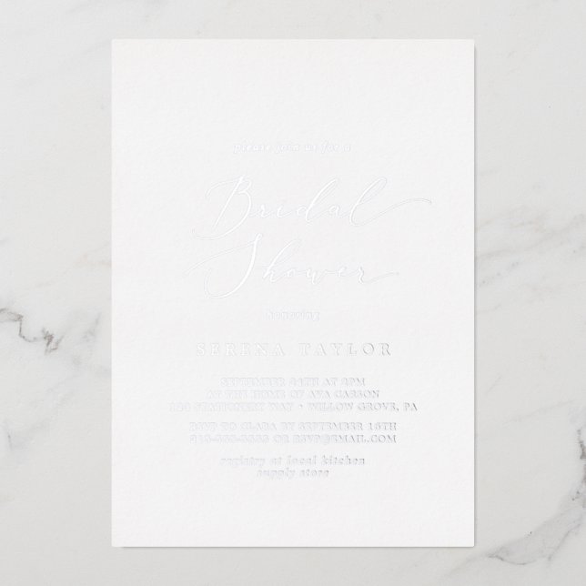 Invitation En Aluminium Fête des mariées de calligraphie à huile d'argent  (Recto)