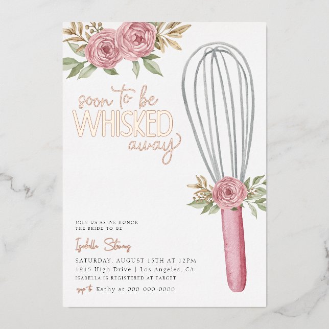 Invitation En Aluminium Fête des mariées de cuisson Whisking Away (Recto)