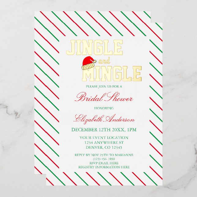 Invitation En Aluminium Fête des mariées de Noël Jingle et Mingle (Recto/Verso)