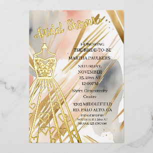 Invitation En Aluminium Fête des mariées de robe Mariage Gold Foil