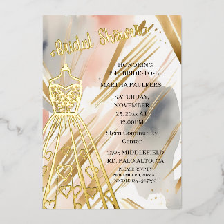 Invitation En Aluminium Fête des mariées de robe Mariage Gold Foil