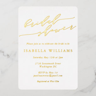 Invitation En Aluminium Fête des mariées de script classique minimaliste O