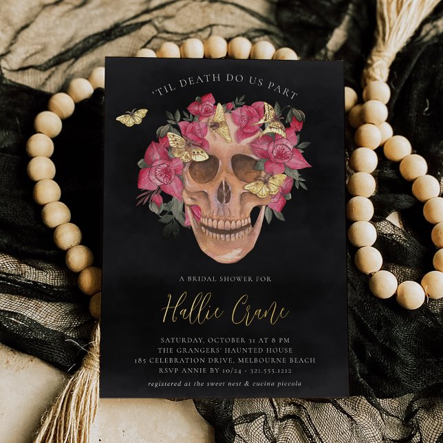 Invitation En Aluminium Fête des mariées d'Halloween à l'orchidée rose (Créateur téléchargé)