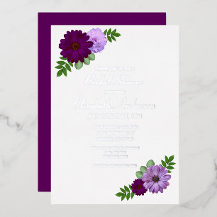 Invitation En Aluminium Fête des mariées florale de pivoine violette