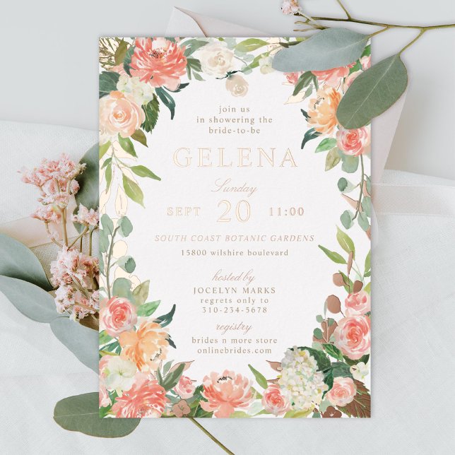 Invitation En Aluminium Fête des mariées florale de printemps à l'aquarell (Créateur téléchargé)