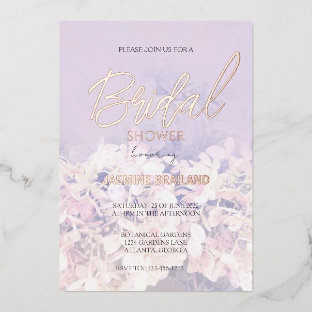 Invitation En Aluminium Fête des mariées Florale Hydrangea (Recto)