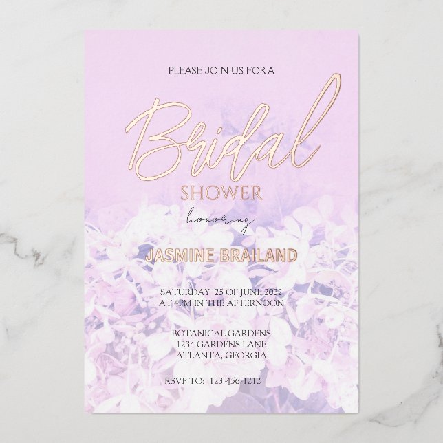 Invitation En Aluminium Fête des mariées Florale Hydrangea (Recto)