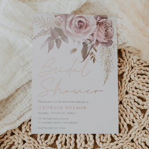 Invitation En Aluminium Fête des mariées florale moderne Blush Véritable o