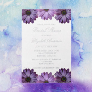 Invitation En Aluminium Fête des mariées florale pourpre