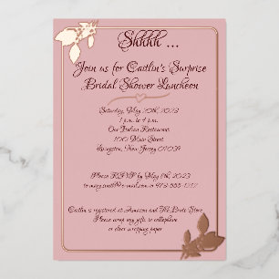 Invitation En Aluminium Fête des mariées Florale, Rose Bleu, Or