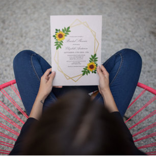Invitation En Aluminium Fête des mariées géométrique tournesol