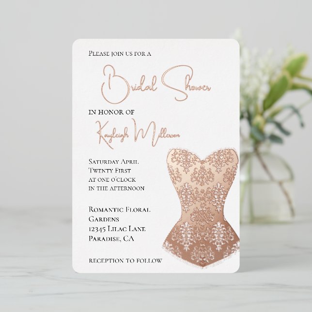 Invitation En Aluminium Fête des mariées Glam Corset (Debout devant)
