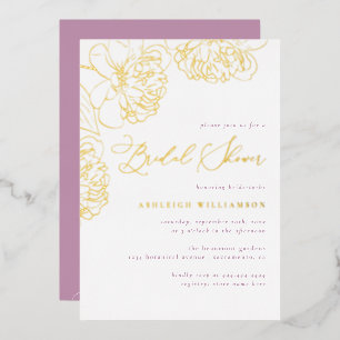 Invitation En Aluminium Fête des mariées minimaliste Lilac Peonies dessiné