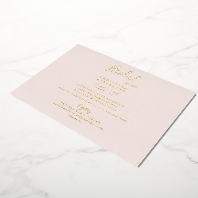 Invitation En Aluminium Fête des mariées Pale Blush Gold Foil (Rotation)