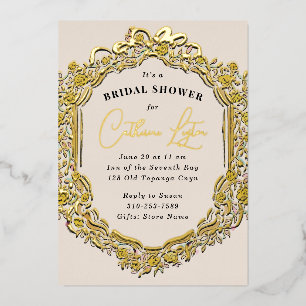 Invitation En Aluminium Fête des mariées rose jaune ruban vintage