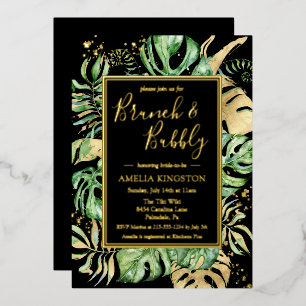 Invitation En Aluminium Fête des mariées Tropical Brunch Bubbly Black & Go