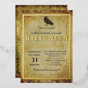 Invitation En Aluminium Fête d'Halloween gothique vintage épouvantable en 