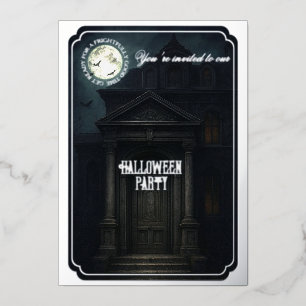 Invitation En Aluminium Fête d'Halloween - Manoir hanté & pleine lune