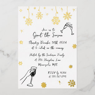 Invitation En Aluminium Fête d'hiver de Noël de neige