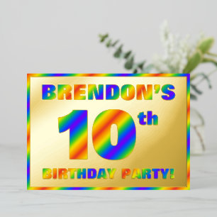Invitation En Aluminium Fête du 10e anniversaire — Amusant, Rainbow Spectr