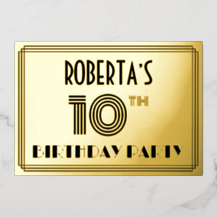 Invitation En Aluminium Fête du 10e anniversaire — Art Déco Style "10" & N