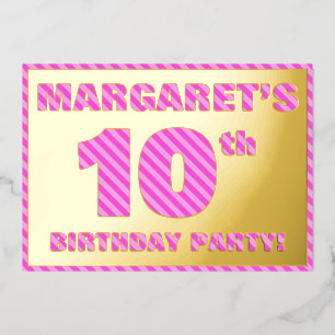 Invitation En Aluminium Fête du 10e anniversaire — Audacieux, amusant, ros