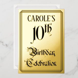 Invitation En Aluminium Fête du 10e anniversaire — Script élégant + Nom pe