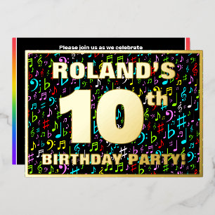 Invitation En Aluminium Fête du 10e anniversaire — Symboles de musique amu