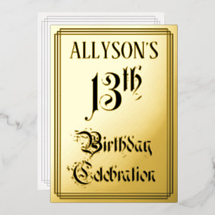Invitation En Aluminium Fête du 13e anniversaire — Script élégant + Nom pe
