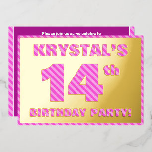 Invitation En Aluminium Fête du 14e anniversaire — Audacieux, amusant, ros